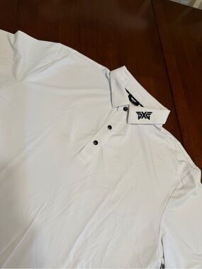 PXG Golf Polo Shirt Mens M White Xtreme Performance Stretch Snap Button Golfing